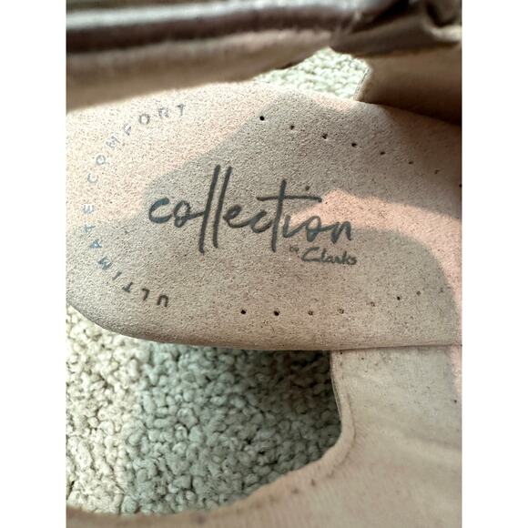 CLARK’S | Lafley Alaine Pewter Gray Leather Espadrille Wedge Sandals | Women’s 6 - Picture 6 of 8